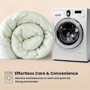 Cool Bamboo Super Thick Mattress Topper - Breathable Bamboo Fiber & Microfiber Fill, 8-21" Deep Pocket Bed Cover with Green Quilted Design, Machine Washable Mattress Protector for Home, Hotel, Dorm - Cooling & Supportive Bedding (8-10cm Height)