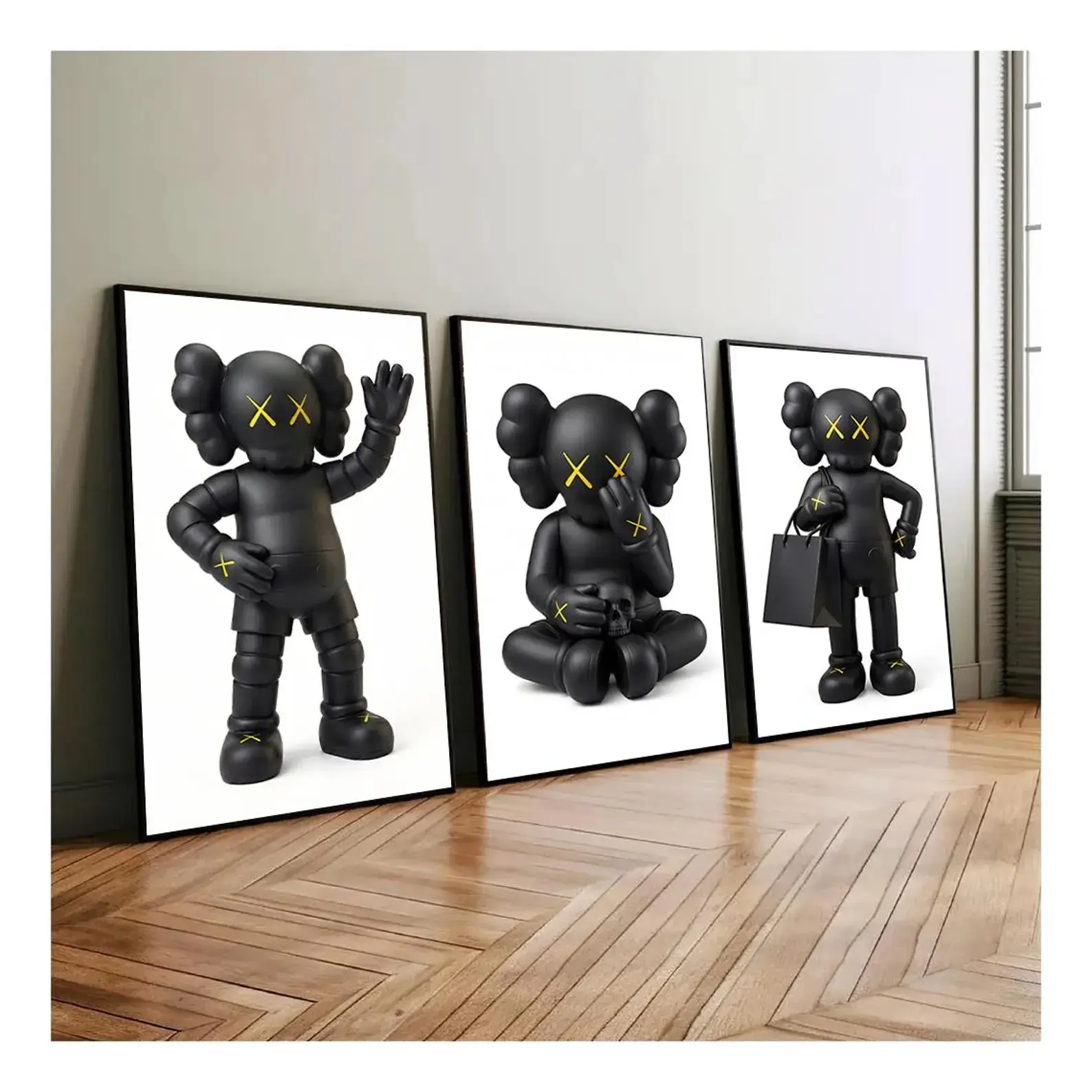 Kintsugi KAWS Graffiti Poster Set of 3,Hypebeast Minimal Toy,Printable KAWS Graffiti Poster,Hypebeast Sneaker Prints