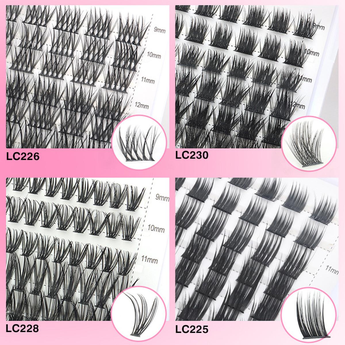 Flare Lashes Kit - 280 Clusters Individual Lash Extensions (9-15mm), Invisible Band Natural Fluffy, with Bond Seal Eyelash Glue, Lash Remover & Tweezers, Waterproof Long-Lasting DIY for Beginners