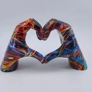 Heart Hand Statue - Simple Design with Heart-Shaped Base for Stress Relief and Meditation - Decorative Sculpture for Home & Gift Ideas - Abstract Art Collectible
