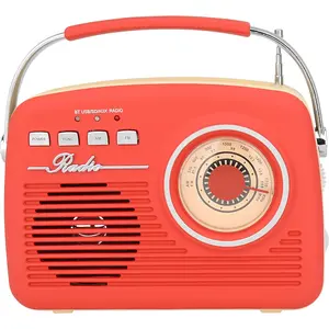 Supersonic SC-1201BT Retro Portable Bluetooth Speaker with Vintage Vibes, AM/FM Radio Red