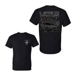 Mustang S650 Black Muscle Car T-Shirt, Streetwear Graphic Tee for Performance Car Enthusiasts, Unisex Cotton Classic Fit