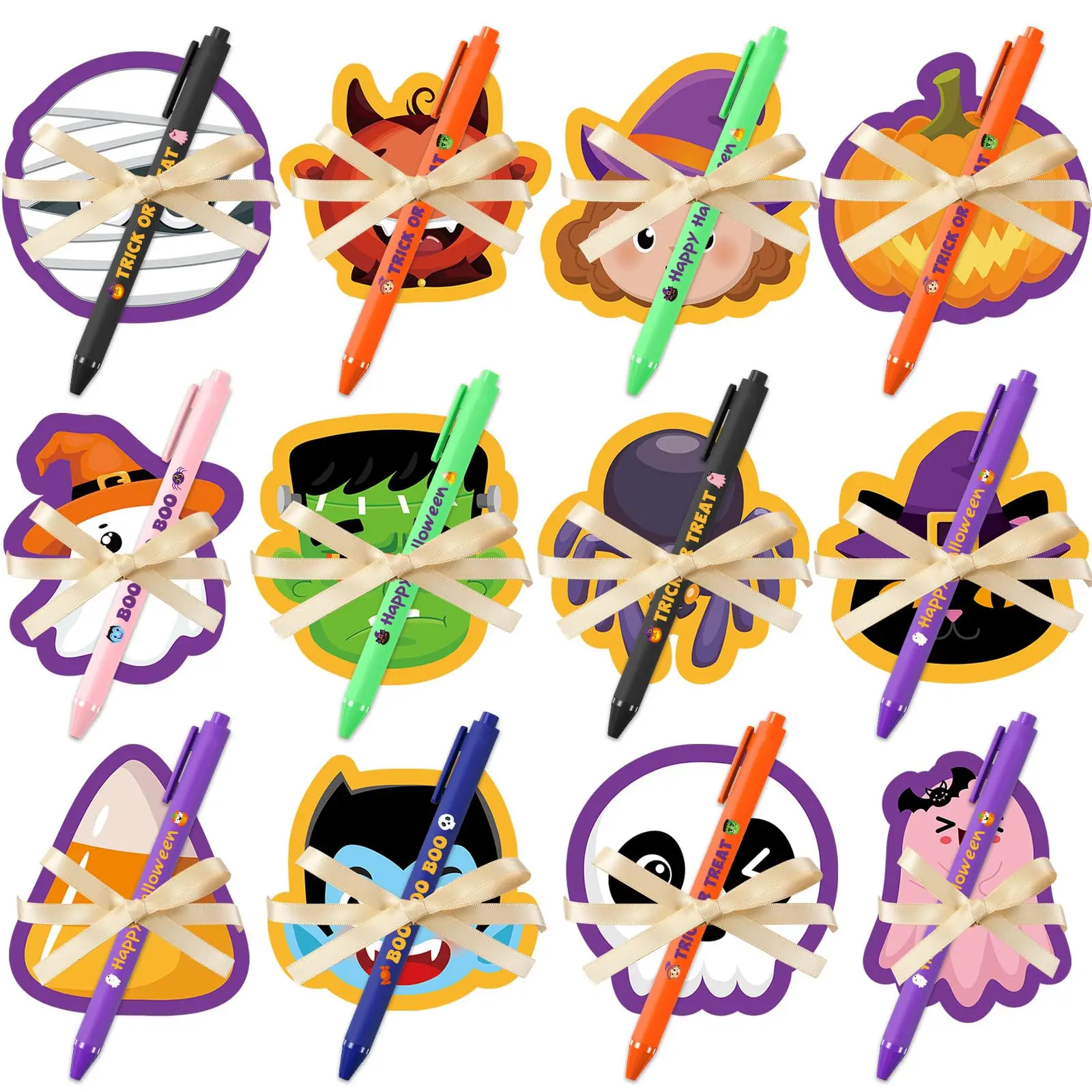 48Pcs Halloween Sticky Notes and Pens Happy Halloween Ballpoint Pen Bulk Trick or Treat Memo Pads Self-Adhesive Memo Notepads Pumpkin Ghost Cat Spider Note Pads for Adults Coworkers Students Teacher Office School Supplies, Back To School, Motivational