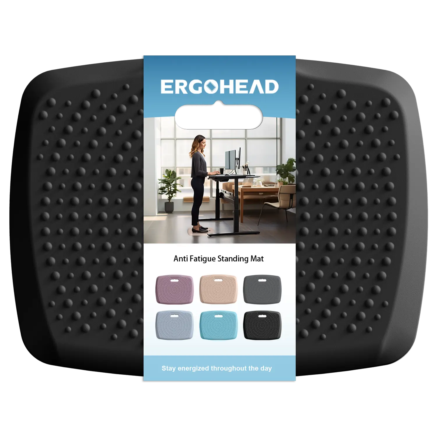 Anti Fatigue Kitchen Floor Mat Comfort Standing Mat, Portable Office Standing Desk Mat, Multi-Purpose Kitchen Rug, Built-in Handle with Massage Points Comfort Floor Mat ( 17" x 22")