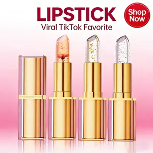 1/2Pcs Color Changing Crystal Dried Flower Lipstick, pH Color Changing, 24H Long Lasting Moisturizing Glossy Lip Gloss, Transparent Moisturizing Lipstick, Perfect Gift for Easter Spring Mother's Day Nourishing Compact Repairing Radiance Makeup Hydrate