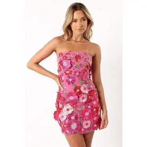 Butterfields Strapless Mini Dress - Hot Pink