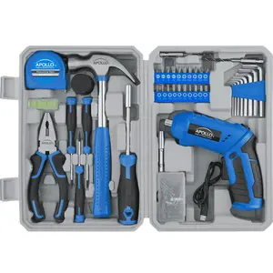 Compact 81 Piece Tool Set with 3.6V Li-Ion Rechargeable USB Cordless Screwdriver - DT2020 Blue/Gray