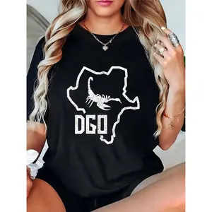 Women's Black Texas Scorpion DGO Graphic T-Shirt, Casual Vintage Streetwear for Daily Outings, Texas Lovers & Street Style Enthusiasts 100% Cotton T-shirt