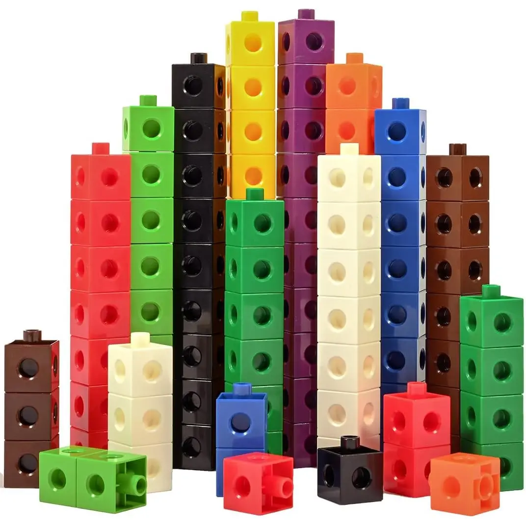 Linking Cubes, Set of 100, Counting Cubes, Color Sorting Toys