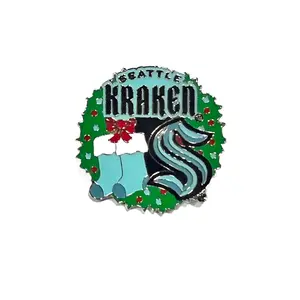 Seattle Kraken Wreath Pin - 1.25”