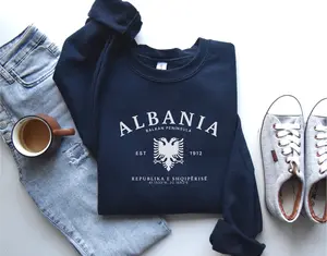 Albania Sweatshirt, Albanian eagle Shirt, Albania Shirt, Southeast Europe, Albania Soft and Comfortable Pullover Sweatshirt Crewneck Cotton Tops Crewneck Womenswear Underwear Cotton Tops Crewneck Womenswear Women