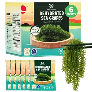 VieTreasures Dehydrated Sea Grapes - 4.2oz (6 x 0.7oz Packs) | Organic Green Caviar Seaweed | Vegan, Gluten-Free, Low Calorie Superfood for Salads & Sushi | Supports Immunity & Overall Wellness