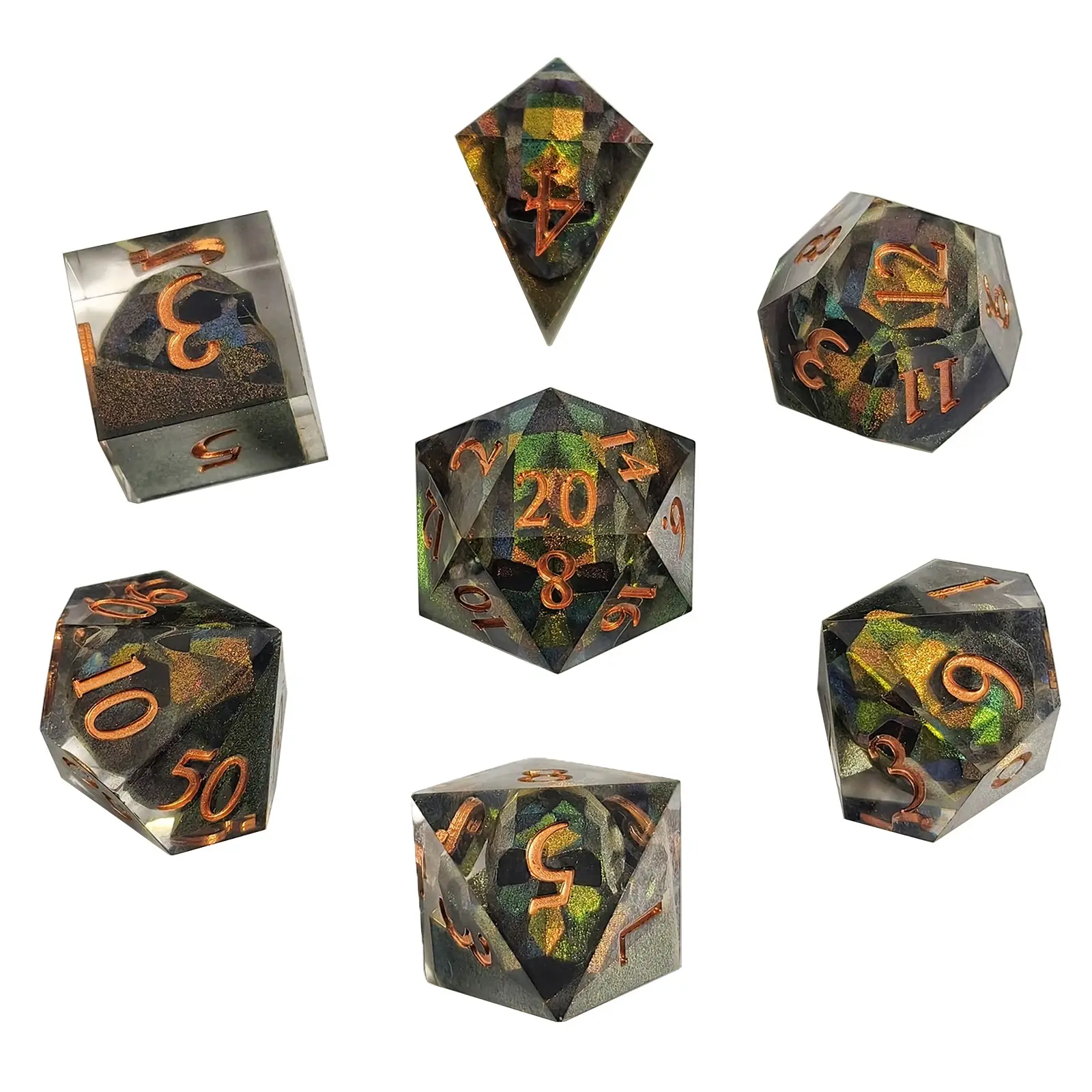 Dice Set, 7 Counts/set Clear Resin Polyhedral & RPG Dice, Game Dice for D&D and Fantasy Games, Perfect Gift for D&D Enthusiasts, Crafts