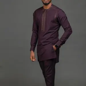 2024 New In Kaftan African Style Suits for Men 2 Piece Set Embroidered Shirts and Pants Traditional Luxury Suits for Men Clothes Menswear Gamis Long Sleeve Fashion Formal