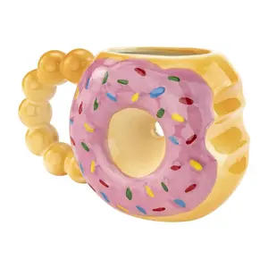DONUT TOUCH MY COFFEE Mug Fairly Odd Novelties 12oz Ceramic Shaped Tea Cocoa, One Size, Brown, FON-10288 - Fairly Odd Novelties