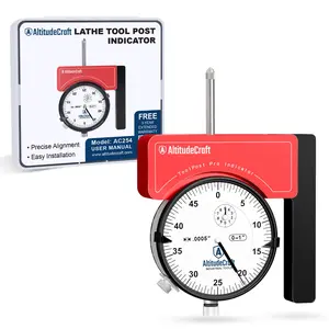 AltitudeCraft Lathe Tool Post Indicator Holder for 3-Jaw and 4-Jaw Chucks, 0.0005" Dial Compatible with Standard Tool Posts