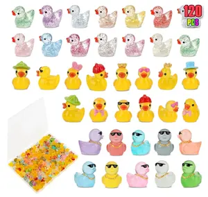 120 Pcs Mini Resin Ducks, Tiny Animals Figures to Hide Small Little Plastic Miniature Ducks Bulk for Dollhouse Decor Home Office Potted Fish Tank Aquarium Landscape Micro Fairy Garden Accessories