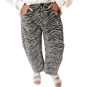 Zebra Stripe Printed Wide Leg Jeans