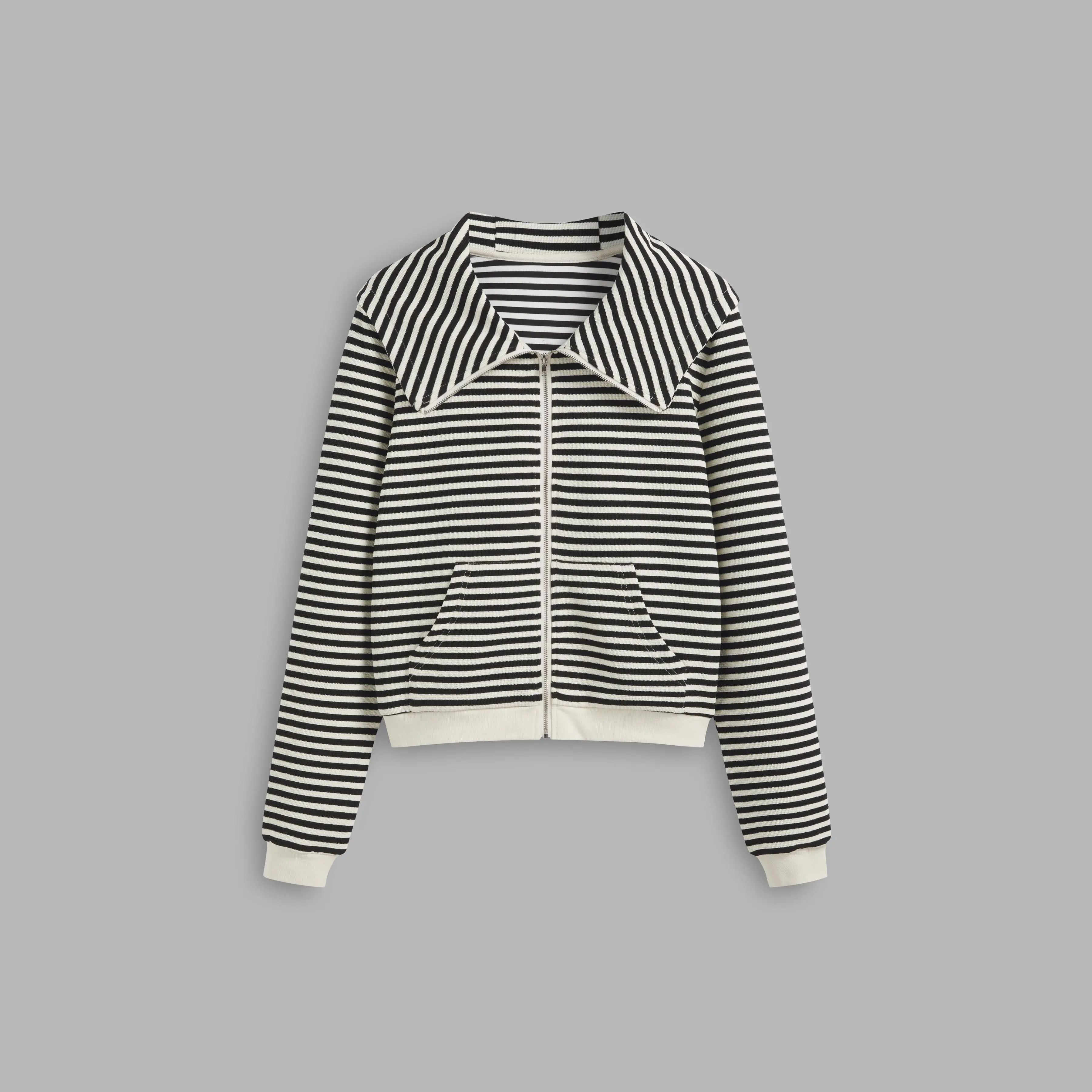 Cider [size 2-26] Cotton-blend Striped Zipper Pocket Hoodie SohoChic