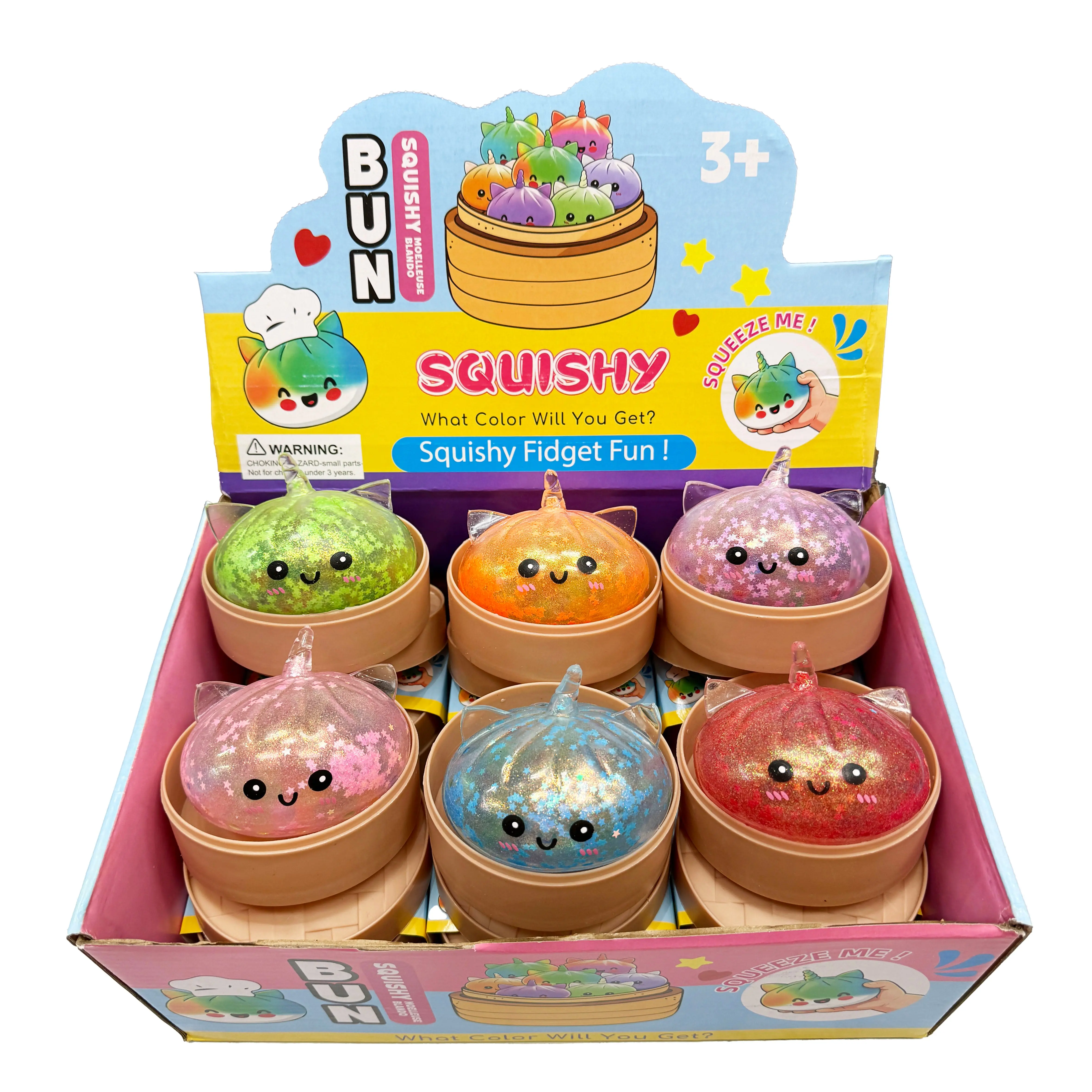 Squishy Unicorn Dumpling with Star Glitter and Colorful Beads