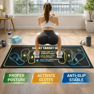 Large Squat Training Mat with Foot Position Guide – Durable Non-Slip Workout Mat for Squats, Leg & Core Exercises, Home Gym Fitness Pad