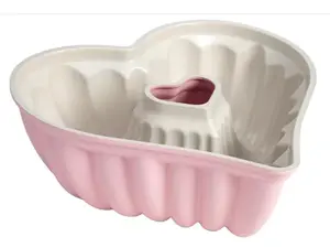 Heart Shaped Fluted Cake Pan, Cast Aluminum with Clean Ceramic Nonstick Bakeware, Dishwasher Safe,  9-Inch