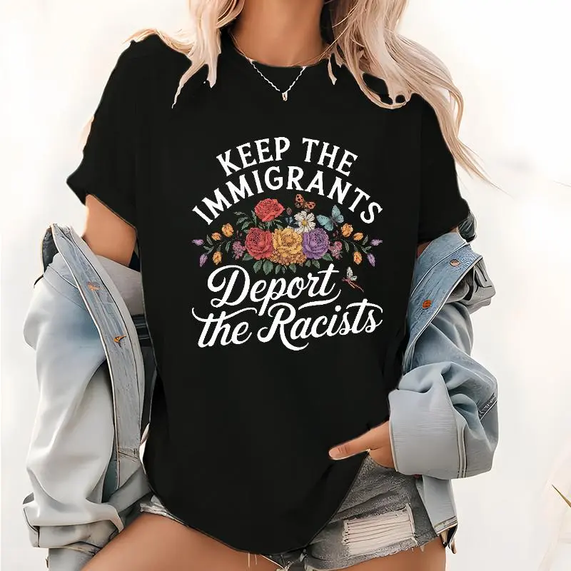 Keep the Immigrants Deport the Racists Shirt, Floral Butterflies Progressive Political Activism Shirt, Immigration Shirt, Activist Gift, For Women Men