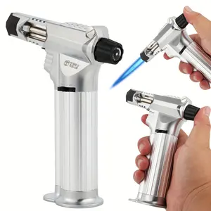 Kitchen Blow Torches, Butane Torch, Premium Double Flame Big Kitchen Torch Lighters With Safety Lock Adjustable Refillable Multipurpose Culinary Blow Torch For Creme Brulee, Baking, Craft Welding, Welding Torch, Outdoor Ignition (Butane Gas Not Included)