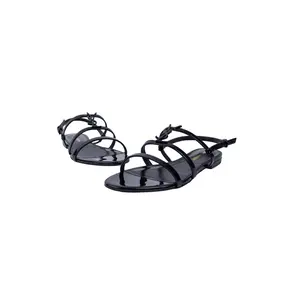 Pre-owned Saint Laurent Black Patent Leather Cassandra Sandals Size 37
