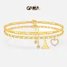 GANIA Double-Layer 26-Letter Gold-Tone Chain Heart-Shaped Anklet with a heart-shaped pendant; featuring an adjustable design, it is perfect for women. It’s a summer must-have and an ideal Valentine’s Day gift.