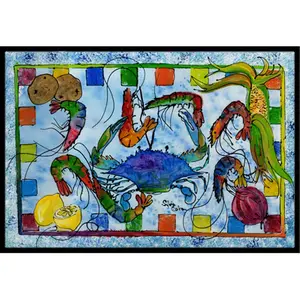 212 MAIN Crab Motif Indoor-Outdoor Mat, 18x27 in, Fade-Resistant, Permanently Dyed, Suitable for Front/Back Doors
