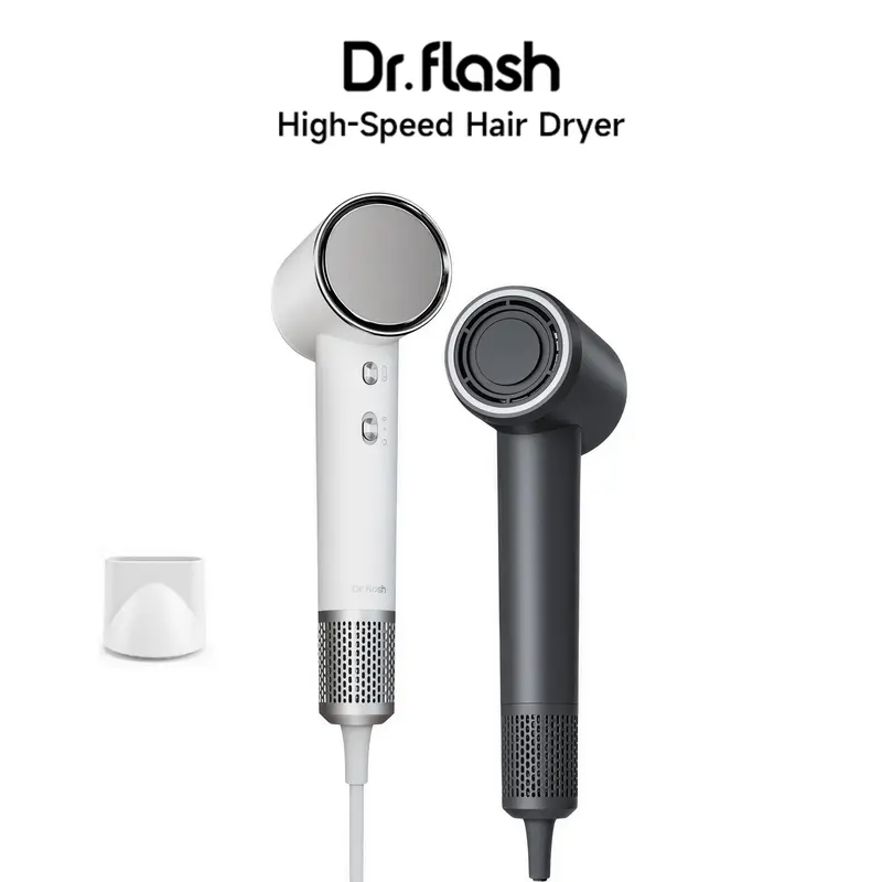 DRFLASH Titanium Edition High-Speed Blowdryer - Corded Ultralight Salon-Grade Hair Tool Must Have with 5-Min Fast Drying, Negative Ionizer, Damage Repair, Self Clean Mode, Blowout Hair, Frizz Reduction & Shine