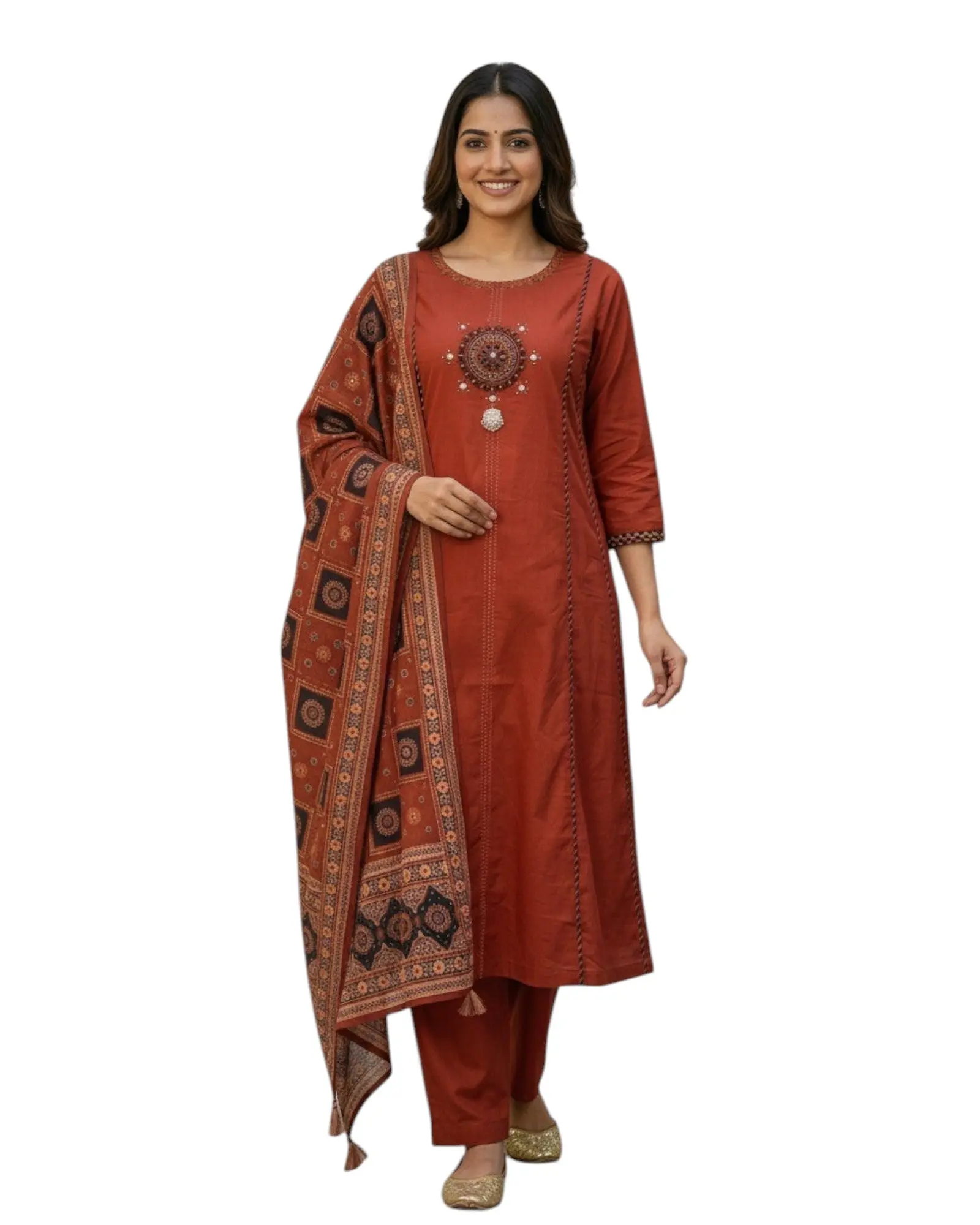 Traditional Ethnic Kurta Set with Matching Dupatta