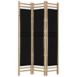 vidaXL Room Divider, 3 Panel Room Divider Screen, Foldable Privacy Divider Wall Partition Room Separator, Farmhouse Style, Bamboo and Canvas 350627