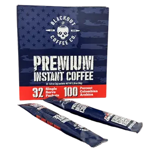 Blackout Instant Coffee Packets Single Serve | 32 Sticks | Just Add Water, No Machine Needed | Travel Ready | Medium Roast 100% Colombian Arabica | Freeze Dried Coffee Instant Powder