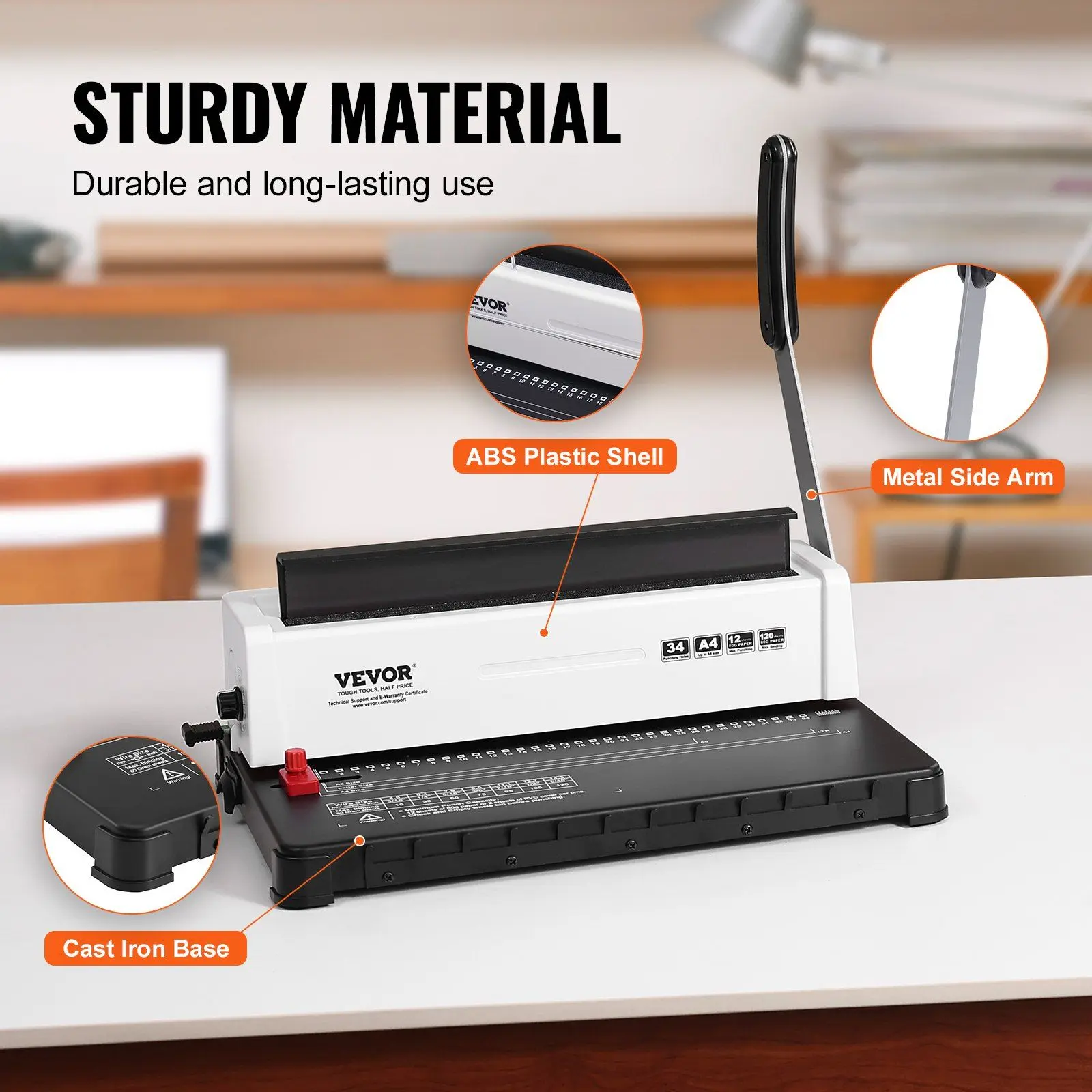 Spring new arrivals Coil Spiral Binding Machine, Manual Book Maker 34-Holes Binding 120 Sheets, Punch Binder with 100pcs 5/16'' Coil Binding Spines, Adjustable Side Margin, for Letter Size, A4, A5