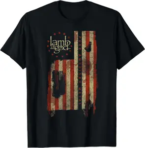 100% Cotton Lamb of God – Pure American Metal Flag T-Shirt Christ Christian Tops