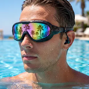 2-Pack Anti-Fog Swim Goggles, 180° Wide View UV Protection Waterproof Goggles with Earplugs & Nose Clip, Summer Pool Beach Home Supplies