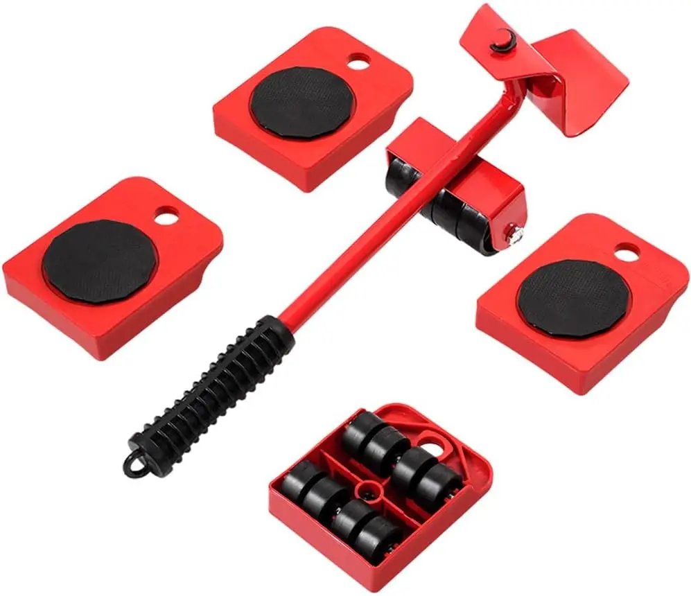 Furniture moving dolly with wheels, supports up to 220 lbs, includes 4 sliders | Furniture lifting tool set; 11.9-inch steel lever; ABS wheels; suitable for sofas, beds, and wardrobes; only for hard floors, not for carpets