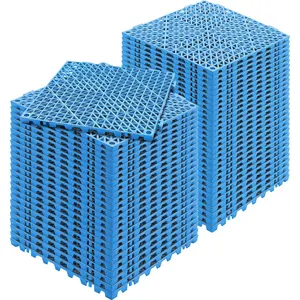 【fathersdaygift】VEVOR Interlocking Tile 55PCS Blue, Drainage Tiles 12" x 12" Splicing, Soft PVC Interlocking Drainage Floor Tiles, Non-Slip Drainage Holes for Restroom, Bathroom, Kitchen, Pool, Wet Areas, Blue