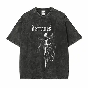 Unisex Deftones Retro Heavy Metal Graphic Vintage Washed T-Shirt  – Rock Band Style Short Sleeve Tee 2KP