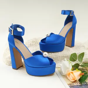 JENN ARDOR Women's High Thick Block High Heels, Pearl Toe Lace High Heels, Dress Wedding Work Shoes, 2025 Summer Walking Shoes Girl Fashion Wedge Sandals Footwear Hot Pink women's shoes wedges heels platform heels