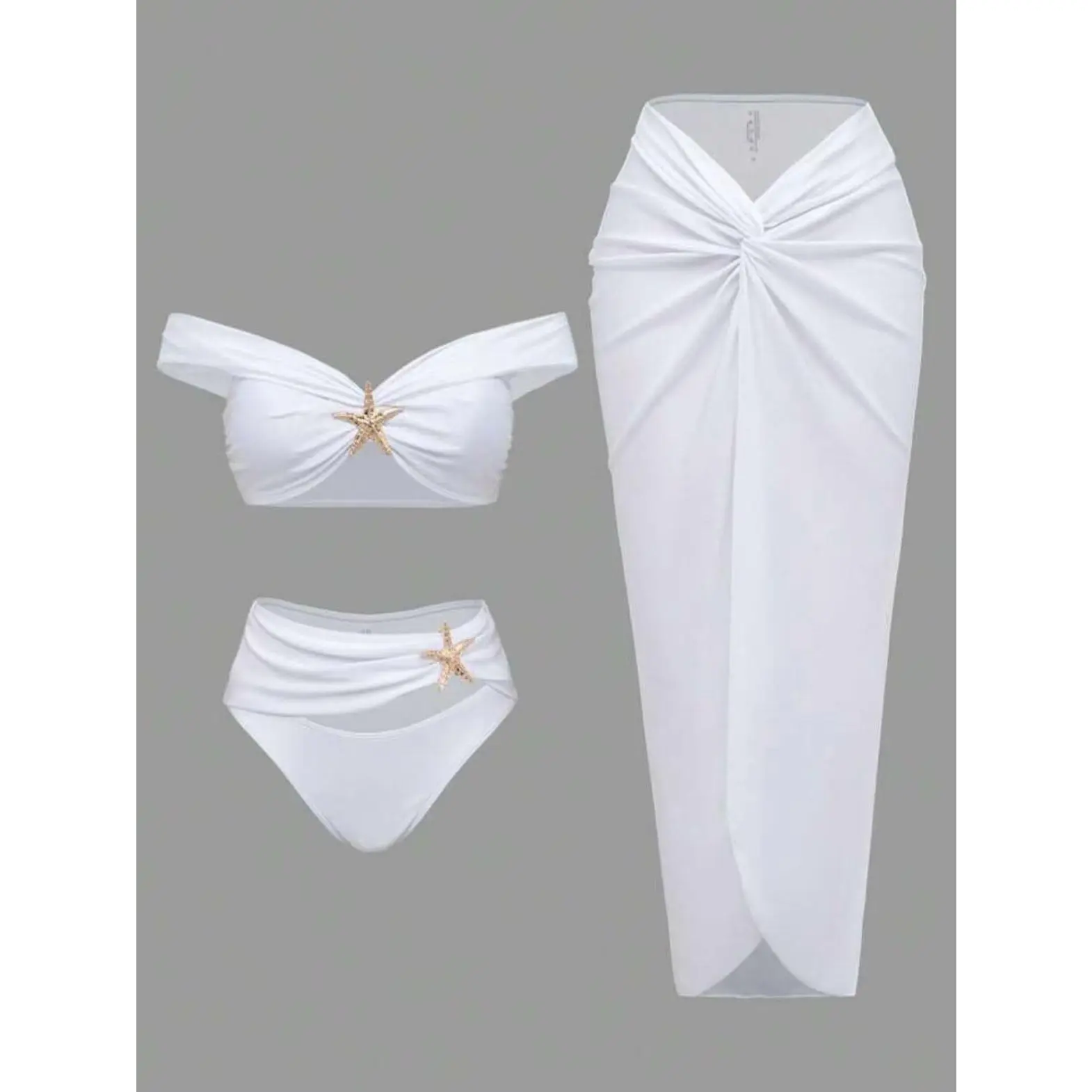 Women's 2026 Starfish Bikini 3-Piece Set |     Split Style with Long Skirt Beach Swimsuit