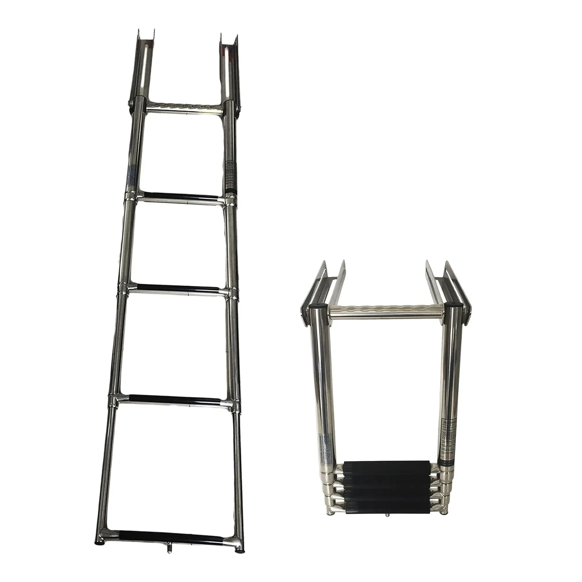 MARINE CITY 4-Step Under Platform Telescoping Boat Ladder – 304 Stainless Steel Boarding Ladder, 400 lb Capacity for Boats & Yachts