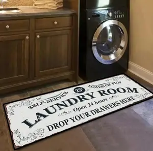 Room Decor Laundry Room Letter Pattern Floor Mat, 1 Count Non Slip Carpet, Household Decorative Rug for Laundry Room Decor, Cozy Accessories, Household Items