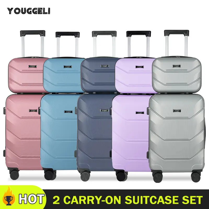 YOUGGELI Stylish Luggage 13-20inc Mother-And-Son Suitcases Airline Certified Luggage, Carry-on Luggage with Cup Holder and USB Port, Suitable for Busi