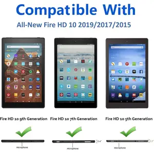 Folio Case for Fire HD 10 (9th/7th/5th Generation, 2019/2017/2015 Release), Techcircle Sunflower Embossed Stand Protective Cover with Card/Cash Holder, for Fire HD 10.1 Inch Tablet, Red