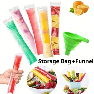 50/100/300pcs transparent Popsicle packs, candy pudding molds, home DIY Popsicle and ice pack systems, leak-proof, cold-resistant, suitable for freezing fruit juice, soda water and fruits, creative ice plate ice cube molds, summer ice cream storage freezi
