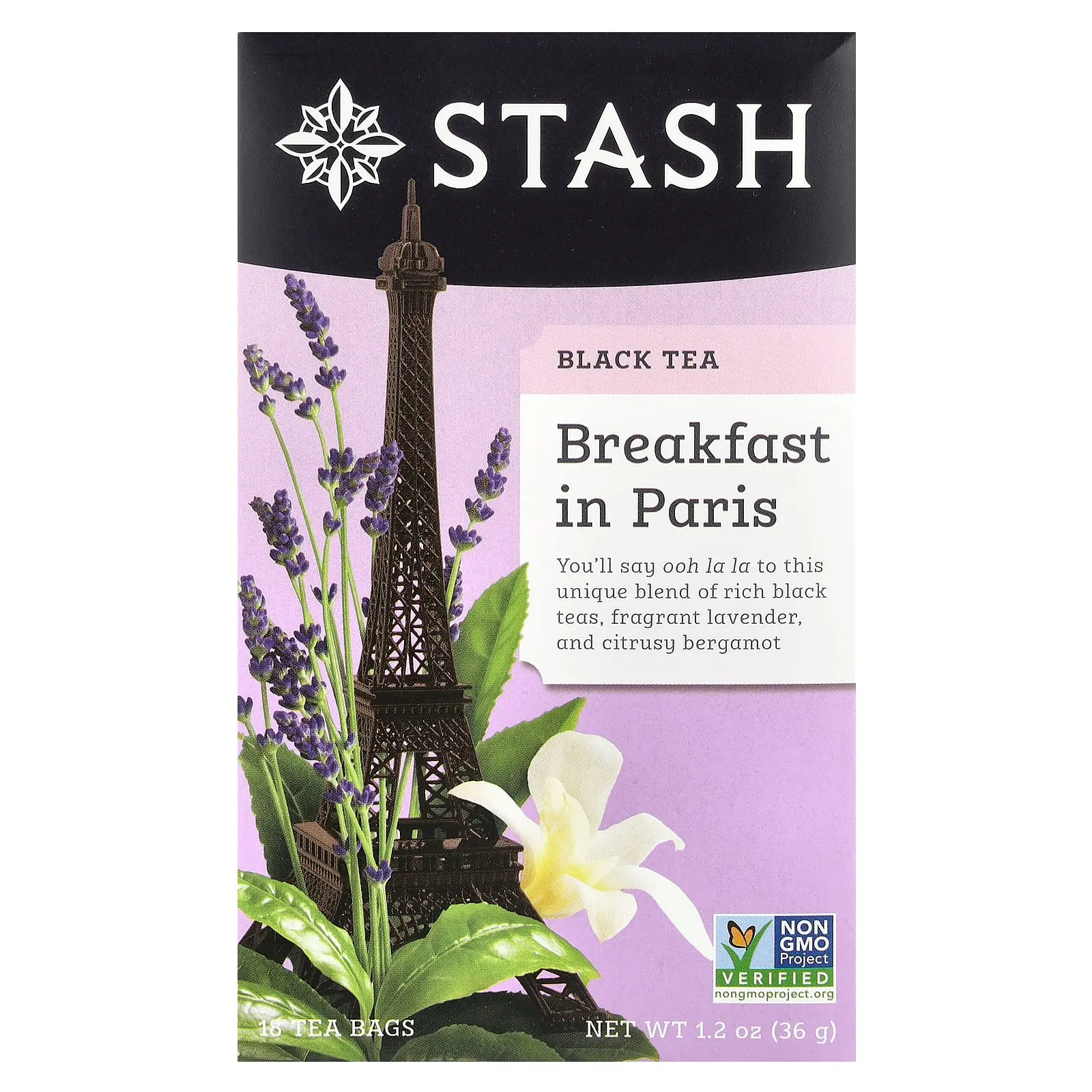 Stash Tea Black Tea, Breakfast in Paris, 18 Tea Bags, 1.2 oz (36 g)