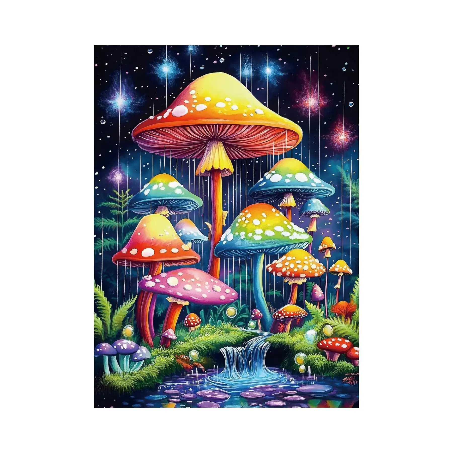 500-Piece Starry Night Mushroom Jigsaw Puzzle with Colorful Scene, Suitable for Adults and Seniors for Family Activities